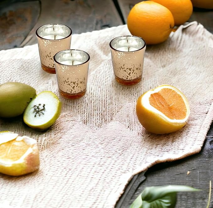 Mister Candle - Citronella Scented Rose Mercury Filled Glass Votive Candles Jars with Soy Wax, Perfect Home Decoration, Wedding Favors Hand Poured in USA (Set of 12) (Citronella)