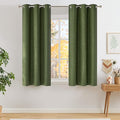 NICETOWN Short Faux Linen Froest Green Blackout Curtains 63 inches Long for Kitchen - Privacy Panels for Living Room Bedroom, Modern Farmhouse Style Easy Care Grommet Top, 2 Panels, W42 by L63