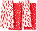 Kate Spade New York Hot Peppers & Spring Times Dot Kitchen Towels 4-Pack Set, Absorbent 100% Cotton, Red/Pink, 17"x28