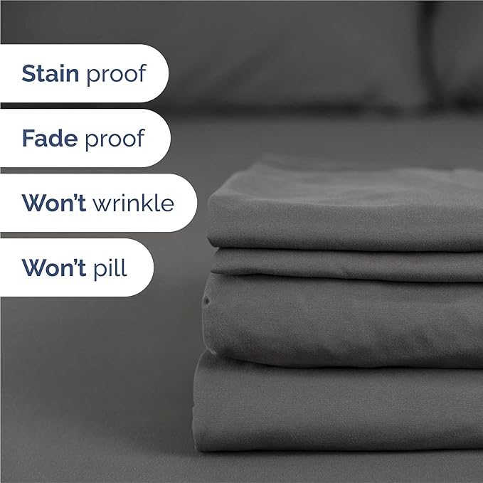 Split King Size 5 Piece Sheet Set - Comfy Breathable & Cooling Bed Sheets Set - Hotel Luxury Bedding for Women, Men, Kids, Teens, Boys & Girls - Deep Pockets, Soft, Wrinkle Free - Oeko-Tex - Charcoal