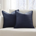 Meekio Set of 2 Navy Blue Pillow Covers 20x20, Linen Look Throw Pillow Covers with Flange Edge for Sofa Couch Living Décor