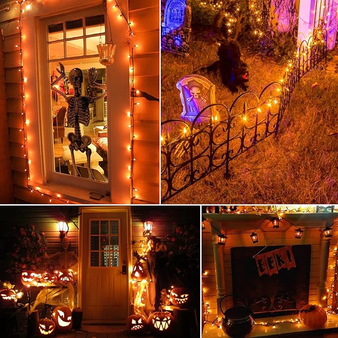 Minetom 100-count 25Ft.Yellow & Orange Candy Corn Incandescent Mini Halloween String Lights for Outdoor & Indoor Halloween Decoration, Waterproof & Connectable
