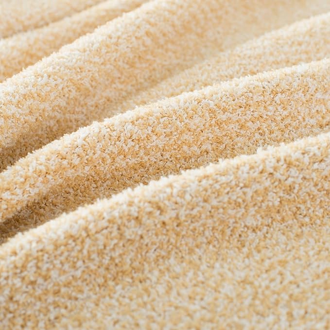 Carriediosa Heather Throw Blanket 60" X 80" Twin, 400GSM Ultra Soft Microfiber Fuzzy Fluffy Reversible Knitted Blankets Cozy Plush Lightweight and Warm Fall Throws for Couch, Bed, Sofa, Yolk Yellow