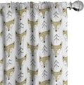 Ambesonne Cartoon Window Curtains, Doodle Style Forest Animals Hand Drawn Sleeping Fox Portraits and Trees, Lightweight Decor 2-Panel Set with Rod Pocket, Pair of - 28" x 95", White Beige