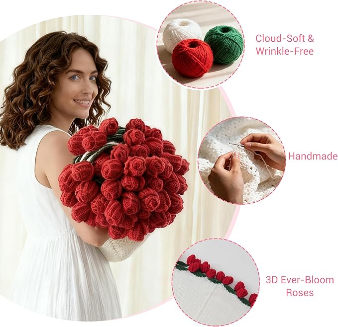 CULVE Crochet Flower Bouquet Blanket Finished, Hand Knitted Rose Throw Blankets, 74 Inch Graduation Gifts Sofa Blanket for Wedding Flowers Room Decor