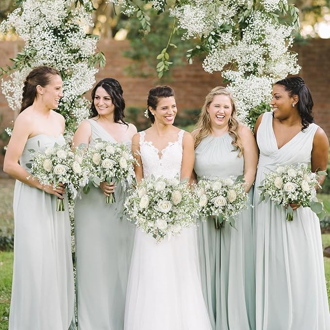 N&T NIETING Babys Breath Artificial Flowers White, 10Pcs Fake Gypsophila Bouquet Flowers Real Touch Faux Babies Breath Arrangement for Wedding Floral Party Home Centerpieces Decoration, White