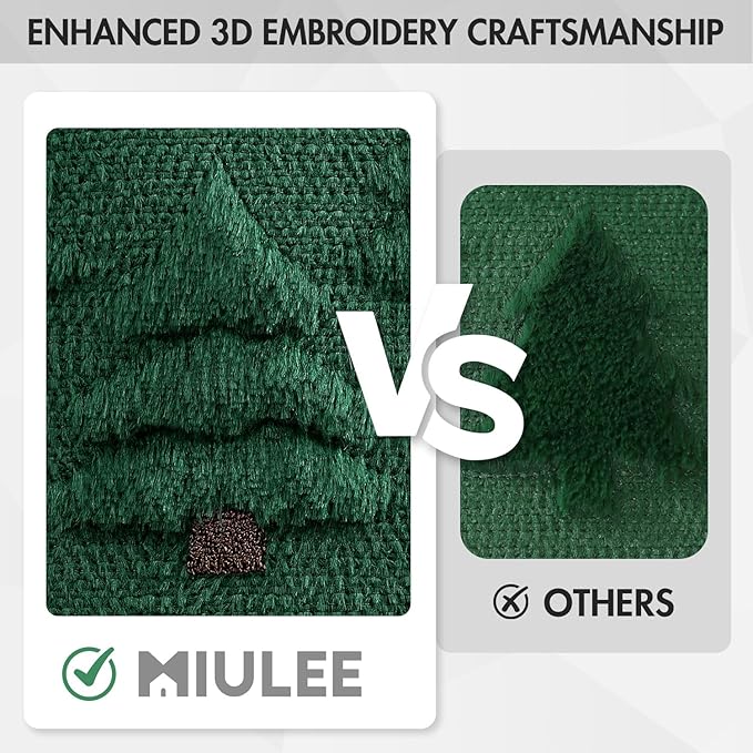 MIULEE Christmas Tree Decorative Pillow Covers Faux Fur Wool Throw Pillows Soft Plush Cushion Covers Set of 2 Xmas Home Decor Winter Holiday for Sofa Couch Livingroom Bed 12x20 Inch Dark Green