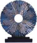 Blue Home Decor Sculpture, Above Kitchen Cabinet Decor Aesthetic, Living Room Decor Round Statue Medallion, Center Pieces Decoration for Table - Ideal Coffee Table Blue Bedroom, Office Desktop Decor