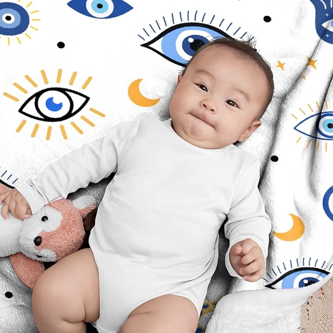 Evil Eye Throw Blanket,Plush & Comfy Magic Evil Eye Pattern Flannel Blanket,Evil Eye Gift for Women,Evil Eye Decor for Car Couch Bedroom All Seasons,60"x80"-Adults/Twin Size