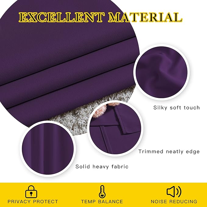 NICETOWN Blackout Curtain Panels 95" L - Window Treatment Energy Saving Thermal Insulated Solid Grommet Blackout Drapes for Living Room (Royal Purple, 1 Pair, 80 by 95-Inch)