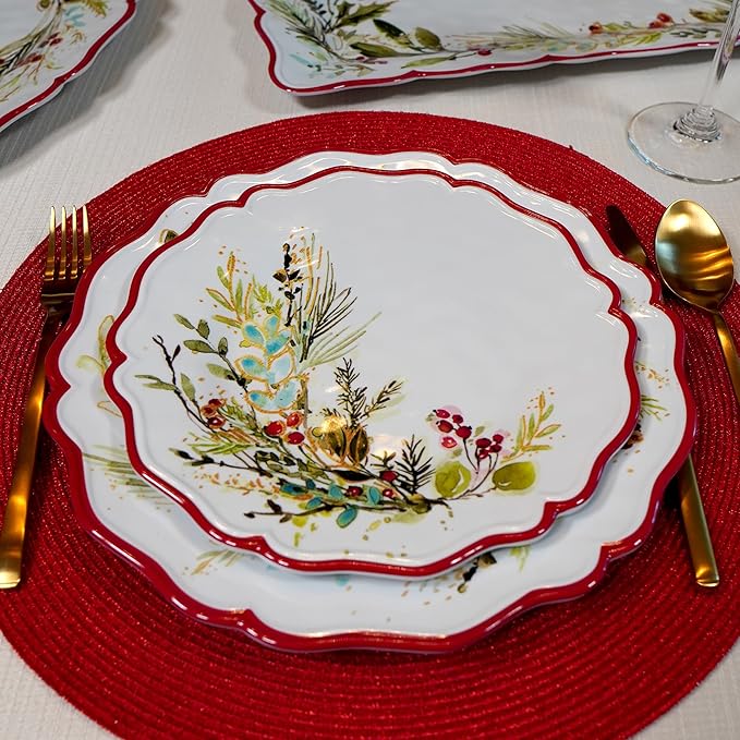 Certified International Christmas Gatherings 11" Melamine Dinner Plates,(Pack of 12)