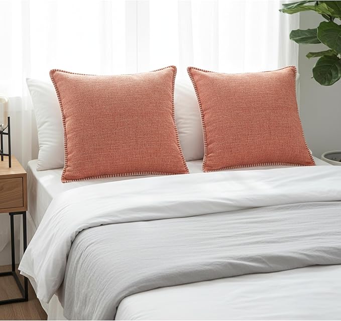 22x22 Orange Pillow Cover Set of 2 Soft Textured Chenille Comfy Cozy Large Cushion Covers for Couch Pillows Modern Decor Square Big Pillows Cases for Sofa Pillows Fall Decor Farmhouse Throw Pillows