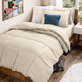 Bare Home Bed-in-A-Bag 5 Piece Comforter & Sheet Set - Twin - Goose Down Alternative - Ultra-Soft 1800 Premium Bed Set (Twin, Sand/Sand)