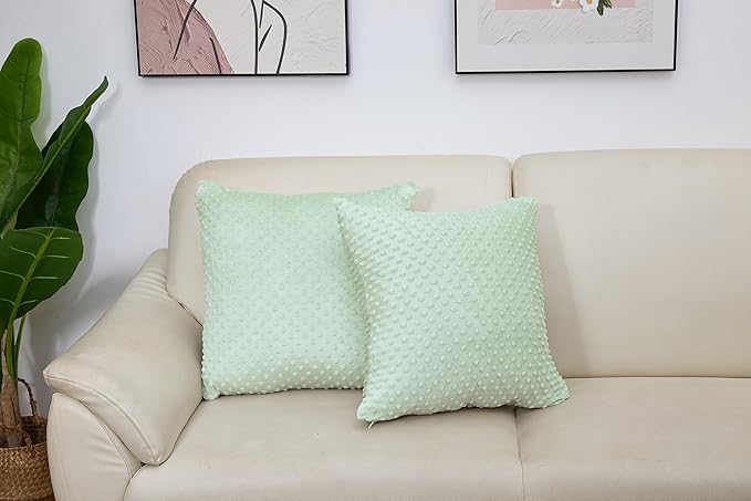 2 Packs Throw Pillow Covers, Neutral Decorative Couch Pillow Cover for Living Room Bed Sofa Rustic Farmhouse Boho Home Decor, Soft Plush Cushion Case Slipcover (Green, 20"x 20")