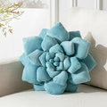 3D Plant Pillow 13.8'' Cute Flower Throw Pillow Blue Plant Shaped Decor Soft Unique Plush Decorative Pillow Throw Cushions for Bedroom Home Decorations