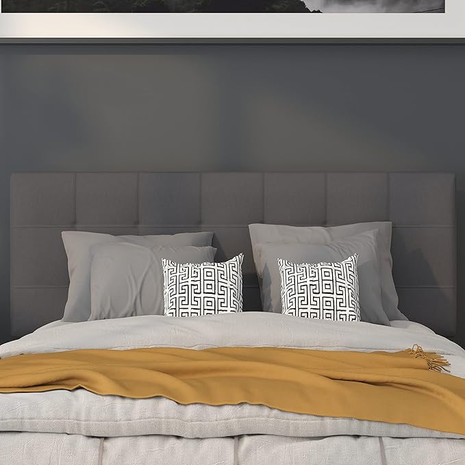 Flash Furniture Bedford Tufted Upholstered Full Size Headboard in Dark Gray Fabric