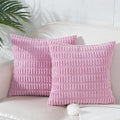 Blush Pink Throw Pillow Covers 20x20 Inch Set of 2, Corduroy Decorative Striped Spring Couch Pillow Covers Soft Boho Valentine's Day Modern Home Decor for Sofa Living Room Bed