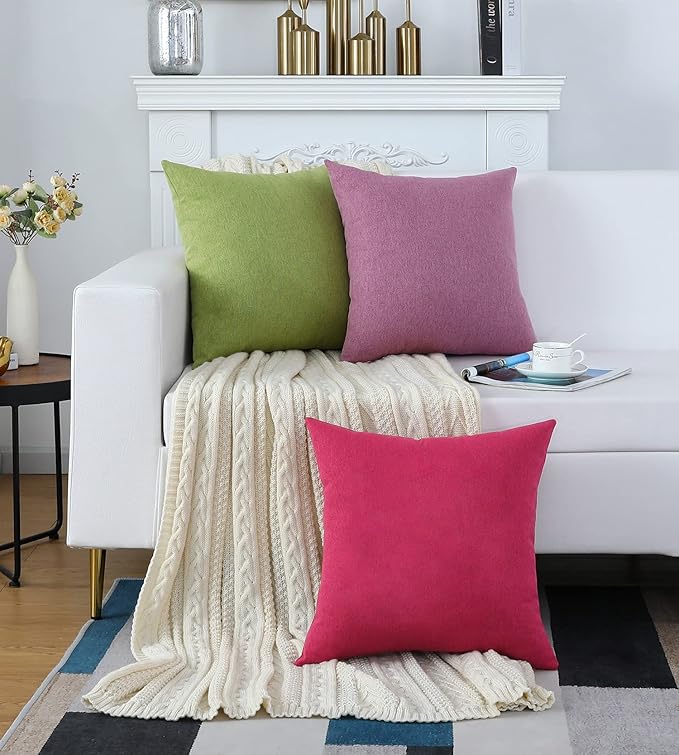 Jeneoo Decorative Burgundy Red Throw Pillow Covers Rustic Farmhouse Square Linen Soft Comfy Solid Cushion Couch Cases for Sofa Living Room (Set of 1, 24 x 24 Inches)