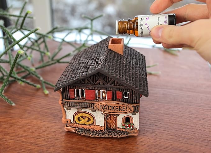 Ceramic Miniature House of The Original Bakery in Bavaria Germany, Tea Light Candle Holder Home Decor Handmade from Clay Tiny House