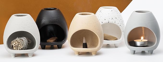 Palo Santo Holder Burner, Handcrafted Ceramic Incense Holder Burner and Ash Catcher for Palo Santo Sticks or sage Bundles, Smudge Bowl, Meditation Home Decor(Beige)