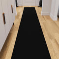 Ottomanson 2x39 Non Slip Extra Long Hallway Runner Rug with Rubber Backing - Solid Modern Kitchen Rug for Bedroom or Living Room, Black, 2' x 39'