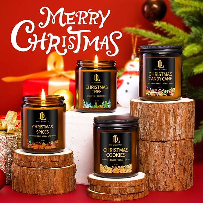 Christmas Cookies Scented Candle, Natural Soy Candles for Home Scented, 7oz Holiday Candle with 50hr Burn Time, Aromatherapy Candles Christmas Holiday Gifts for Women Men