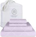 Threadmill Cotton Queen Sheet Set | 100% Cotton Sheets for Queen Size Bed | Damask Jacquard Queen Bed Sheets Set with 16” Deep Pocket | Soft Sateen Weave 4-Piece Cooling Bedding Set | Lilac