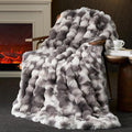Amélie Home Faux Fur Throw Blanket for Couch, Ultra Soft Fuzzy Plush Bubble Throw for Sofa, Living Room & Home Decor, 50"x60", Tie-dye Grey