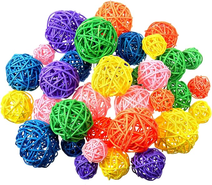 Patelai 36 Pcs Wicker Rattan Balls Decorative Balls for Vase Centerpiece Bowls Orbs Filler for Home Decor,4 Sizes(Multicolored)