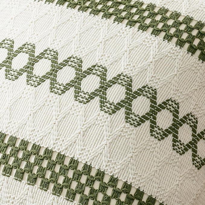 MIULEE Set of 2 Moss Green Boho Decorative Pillow Covers 18x18 Inch Farmhouse Rustic Couch Throw Pillows Modern Summer Cotton Cushion Covers Retro Cute Macrame Woven Home Decor for Bed Sofa Chair