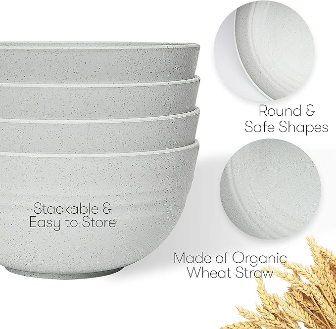 Wheat Straw Dinnerware Sets | Unbreakable Dinnerware Sets | Dishwasher Microwave Safe Dinnerware | Eco Friendly Non Breakable Dinnerware Sets | RV Outdoor Camping (Grey, Service for 4 (16 pcs))