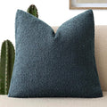 Foindtower Decorative Textured Boucle Throw Pillow Covers Accent Solid Pillow Cases Neutral Soft Cozy Couch Cushion Case for Chair Sofa Bedroom Living Room Home Decor 26x26 Inch,1PC,Dark Blue