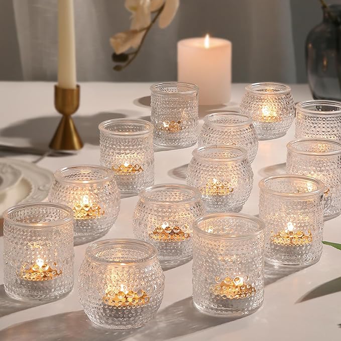 36pcs Votive Candle Holders, Clear Tea Light Candle Holder Glass for Diwali, 2x2.5inchs Candle Holders for Wedding, Table Centerpiece, Birthday and Holiday Decorations