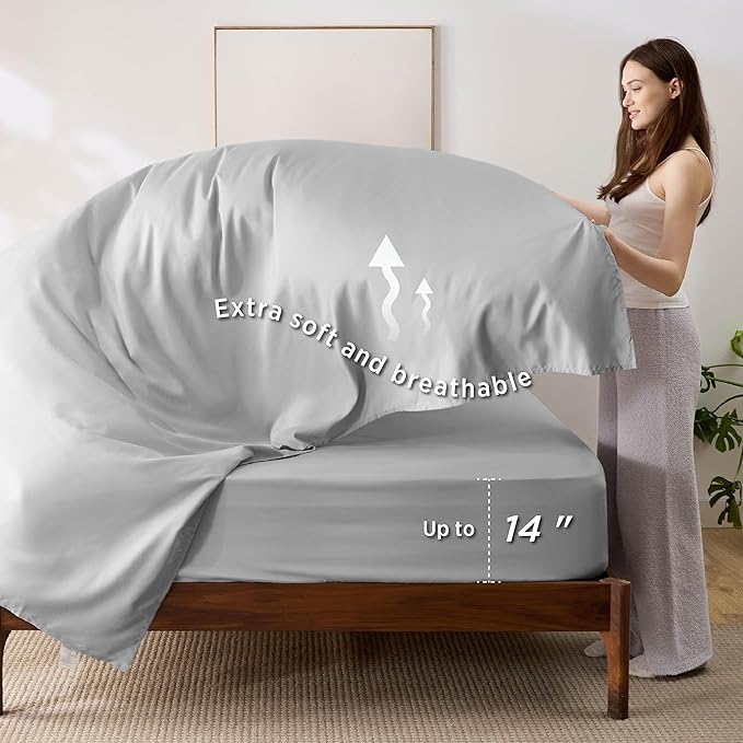 Bedsure Full Size Comforter Set - 7 Pieces Reversible Sky Blue Bedding, Full Size Bed Set for All Seasons, Bed in a Bag with Down Alternative Comforter, Sheets, Pillowcases & Shams