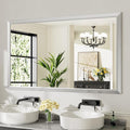60x36 Inch Brushed Nickel Bathroom Mirror for Wall, Thick Metal Framed Rectangle Mirrors for Over Sink, Bedroom, Living Room, Entryway, Anti-Rust, HD Tempered Glass