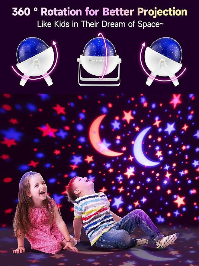 Star Projector for Kids Room, 15 Colors+Bluetooth Music Star Night Light Projector for Bedroom,360°Rotating+AUTO Timer Kids Night Light, Remote Star Projector Lights for Bedroom,Boy Girls Baby Gifts
