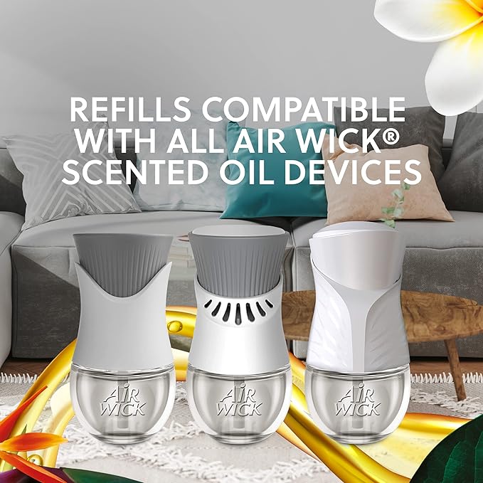 Air Wick Plug in Scented Oil Starter Kit, 2 Warmers + 6 Refills, Hawaii, Essential Oils