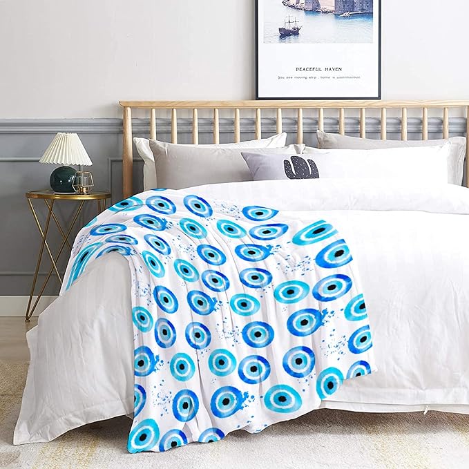 Evil Eye Blanket | Evil Eye Decor Gifts | Magic Evil Eye Plush Throw Blanket for Toddlers Kids | Ultra Soft Cozy Lightweight Blanket for Couch Sofa Room | 50"x60"-Teens/Travel Size