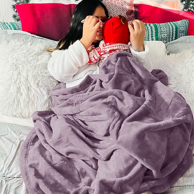 Bedsure GentleSoft Fleece Blankets Twin Size Fog Purple - 300GSM Lightweight Plush Fuzzy Cozy Soft Blanket for Bed, Sofa, Couch, Travel, Camping, 60x80 inches