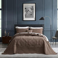 HZ & HY Oversized King Bedspread 138x122 Extra Wide, Quilted Coverlet Bedding Set, Lightweight Thin Comforter, Reversible, 5 Piece, 100% Microfiber, California/Alaskan King, Mocha