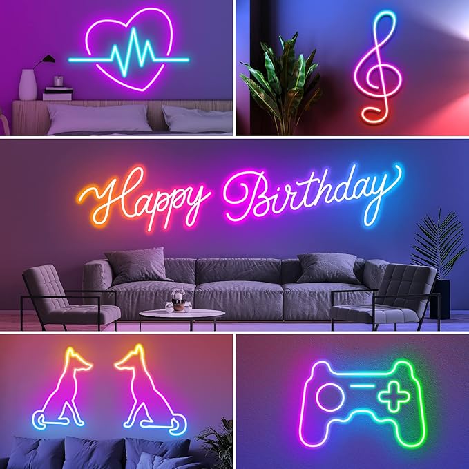 AILBTON 20FT Led Neon Rope Lights Control with App/Remote,Flexible Led Rope Light,Multiple Modes,IP65 Outdoor RGB Lights Waterproof,Music Sync Gaming Led Neon Strip Light for Bedroom Decor