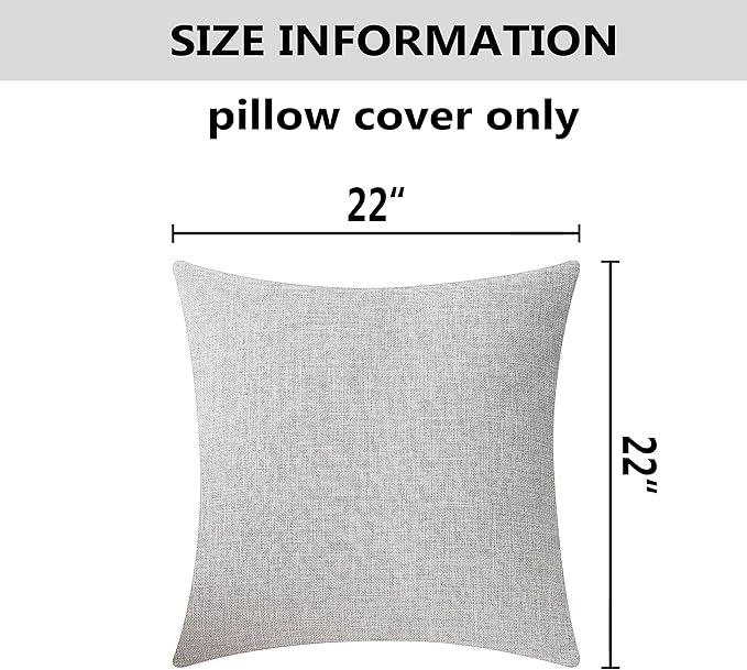 Home Brilliant 2 Pack Burlap Linen Cushion Covers Throw Pillowcases for Sofa, 22 x 22 inches, Light Grey
