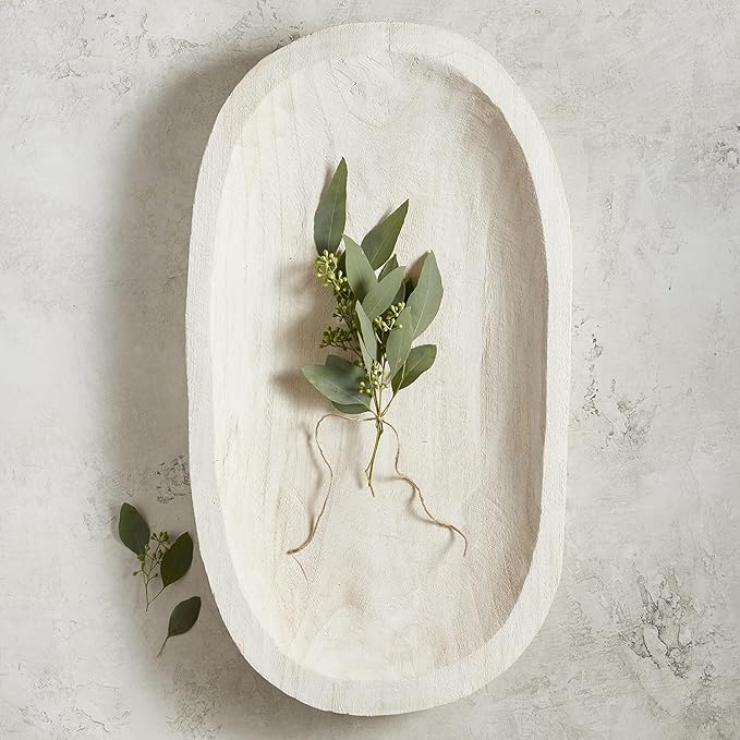 Santa Barbara Design Studio Table Sugar Paulownia Wood Bowl, 12.25-Inch Diameter, White