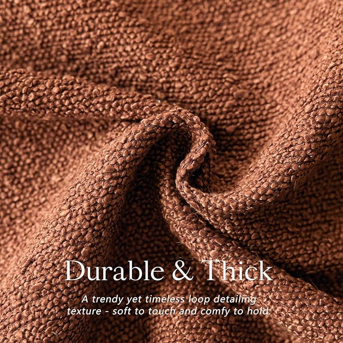 Foindtower Decorative Textured Boucle Throw Pillow Covers Accent Solid Lumbar Pillow Cases Soft Cozy Couch Cushion Case for Chair Sofa Bedroom Living Room Home Decor 12x20 Inch,1PC,Burnt Orange Hazel