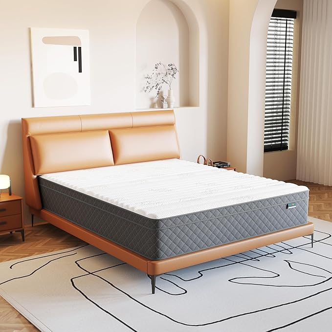 PurrJoys Firm Queen Mattress, 12 Inch Queen Bed Mattress in a Box，Cooling-Gel Memory Foam&Pocket Spring Hybrid, CertiPUR-US Certified, Firm