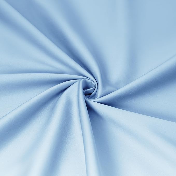 Sunflower Queen Fitted Sheet, 1-Piece Deep Pocket Fitted Bottom Sheet 16", 100% Cotton Sateen Soft Breathable, Powder Blue
