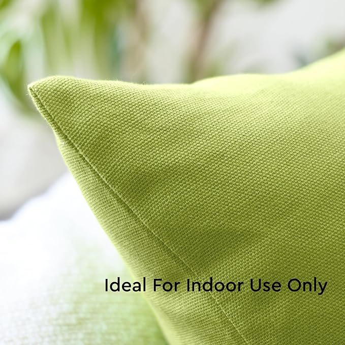 Encasa XO Throw Pillow Covers 16x16 in Set of 2 Lime Green | No Inserts | Cotton Pillow Covers for Living Room, Bed, Sofa, Couch | Decorative Cushion Covers with Improved Zippers