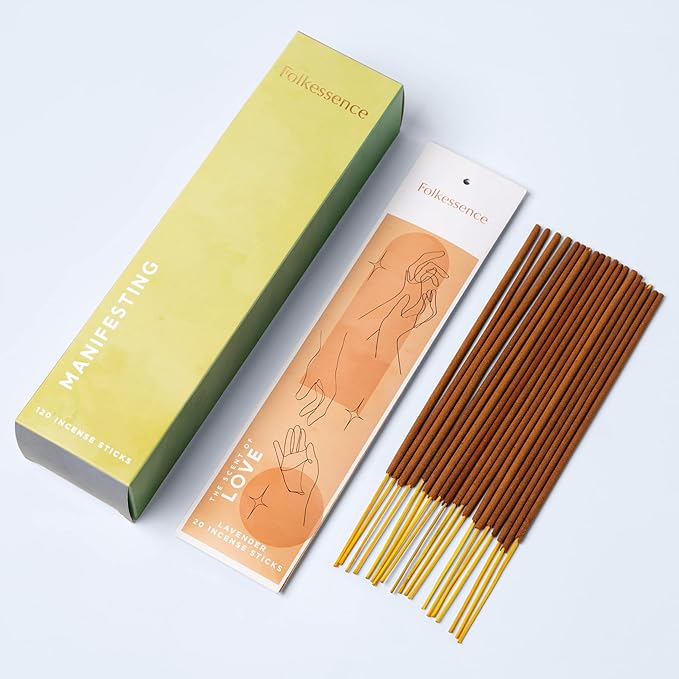 Folkulture Incense Sticks | Set of 6 (120 Non Toxic Insence-Sticks) for Manifesting with 45 Mins Burn Time | Frankincense, Coffee, Aqua Breeze, Mint and Basil, Lavender, Organic Inscents-Sticks