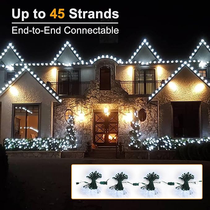 Brizled C9 Christmas Lights Cool White 16FT 25 LED 120V UL Certified Faceted Outdoor Christmas String Lights Connectable Xmas Tree Light for Tree, Holiday, House, Roof Decor