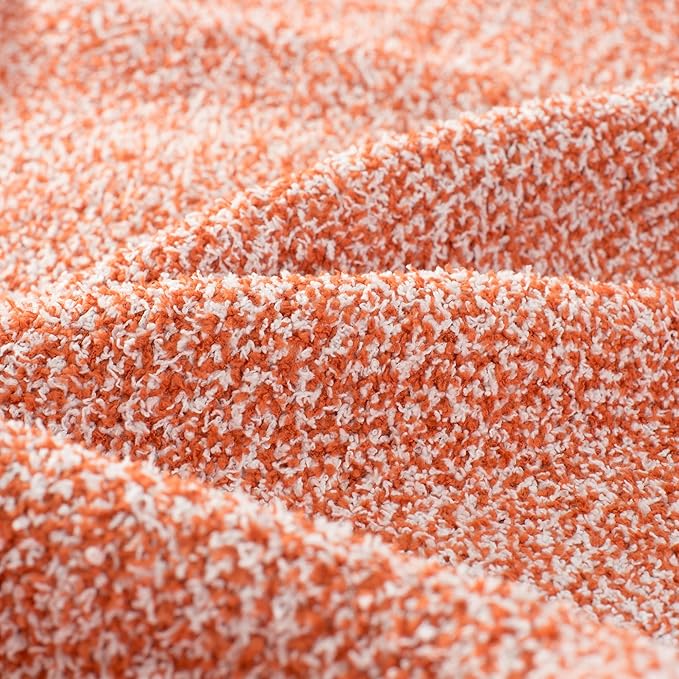 Carriediosa Heather Throw Blanket 60" X 80" Twin, 400GSM Ultra Soft Microfiber Fuzzy Fluffy Reversible Knitted Blankets Cozy Plush Lightweight and Warm Fall Throws for Couch, Bed, Sofa, Rust